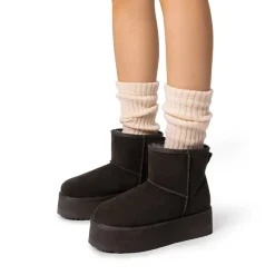 [FuzzyClassic Platform Low Boot] Genuine Suede Snow Boots
