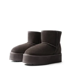 [FuzzyClassic Platform Low Boot] Genuine Suede Snow Boots