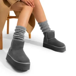[FuzzyClassic Platform Low Boot] Genuine Suede Snow Boots