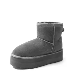 [FuzzyClassic Platform Low Boot] Genuine Suede Snow Boots