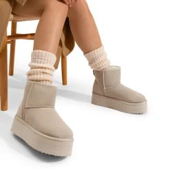 [FuzzyClassic Platform Low Boot] Genuine Suede Snow Boots