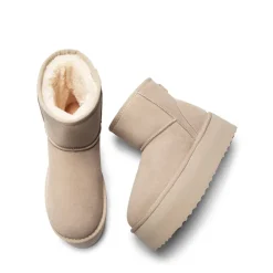 [FuzzyClassic Platform Low Boot] Genuine Suede Snow Boots