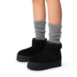 [FuzzyClassic Platform Low Boot] Genuine Suede Snow Boots