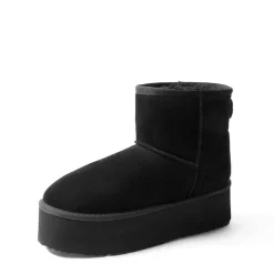[FuzzyClassic Platform Low Boot] Genuine Suede Snow Boots