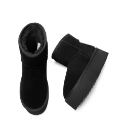 [FuzzyClassic Platform Low Boot] Genuine Suede Snow Boots