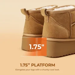 [FuzzyClassic Platform Mini Boot] Suede Platform Ankle Snow Boots