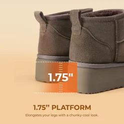 [FuzzyClassic Platform Mini Boot] Suede Platform Ankle Snow Boots