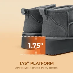 [FuzzyClassic Platform Mini Boot] Suede Platform Ankle Snow Boots