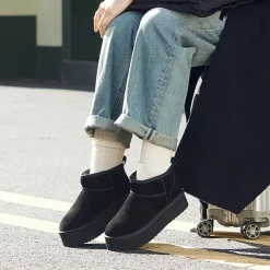 [FuzzyClassic Platform Mini Boot] Suede Platform Ankle Snow Boots