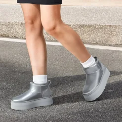 [FuzzyClassic Platform Mini Boot] Suede Platform Ankle Snow Boots