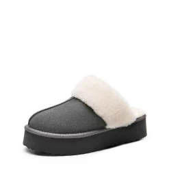 [FuzzyEasy Platform Slipper] Faux Fur Lining Platform Slippers