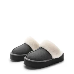 [FuzzyEasy Platform Slipper] Faux Fur Lining Platform Slippers