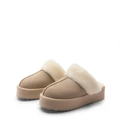[FuzzyEasy Platform Slipper] Faux Fur Lining Platform Slippers