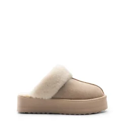 [FuzzyEasy Platform Slipper] Faux Fur Lining Platform Slippers