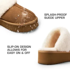 [FuzzyEasy Platform Slipper] Faux Fur Lining Platform Slippers