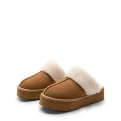 [FuzzyEasy Platform Slipper] Faux Fur Lining Platform Slippers