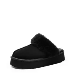 [FuzzyEasy Platform Slipper] Faux Fur Lining Platform Slippers