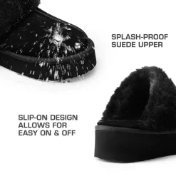 [FuzzyEasy Platform Slipper] Faux Fur Lining Platform Slippers