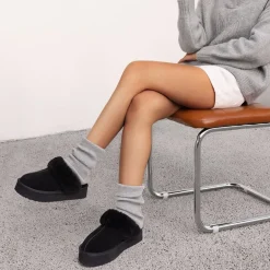 [FuzzyEasy Platform Slipper] Faux Fur Lining Platform Slippers
