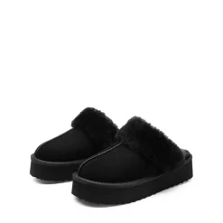 [FuzzyEasy Platform Slipper] Faux Fur Lining Platform Slippers