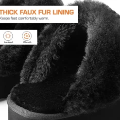 [FuzzyEasy Platform Slipper] Faux Fur Lining Platform Slippers