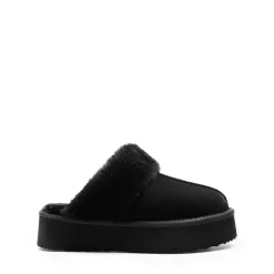 [FuzzyEasy Platform Slipper] Faux Fur Lining Platform Slippers
