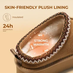 [FuzzyEasy Women's Platform Slip-on] Plush Fur-Lined Winter Platform Slippers