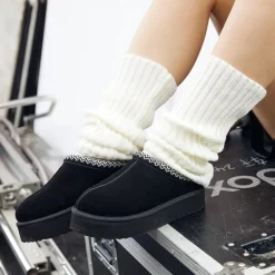 [FuzzyEasy Women's Platform Slip-on] Plush Fur-Lined Winter Platform Slippers