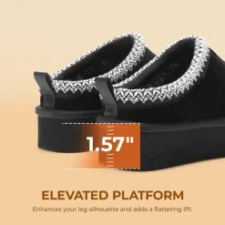 [FuzzyEasy Women's Platform Slip-on] Plush Fur-Lined Winter Platform Slippers