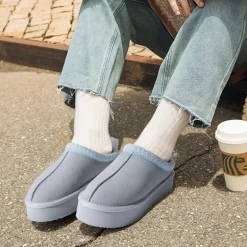 [FuzzyEasy Women's Platform Slip-on] Plush Fur-Lined Winter Platform Slippers