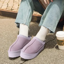 [FuzzyEasy Women's Platform Slip-on] Plush Fur-Lined Winter Platform Slippers