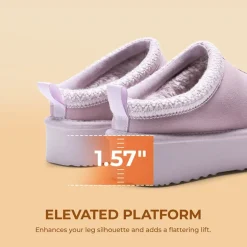 [FuzzyEasy Women's Platform Slip-on] Plush Fur-Lined Winter Platform Slippers