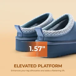 [FuzzyEasy Women's Platform Slip-on] Plush Fur-Lined Winter Platform Slippers