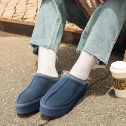 [FuzzyEasy Women's Platform Slip-on] Plush Fur-Lined Winter Platform Slippers