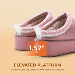 [FuzzyEasy Women's Platform Slip-on] Plush Fur-Lined Winter Platform Slippers
