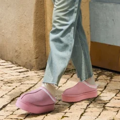 [FuzzyEasy Women's Platform Slip-on] Plush Fur-Lined Winter Platform Slippers