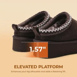 [FuzzyEasy Women's Platform Slip-on] Plush Fur-Lined Winter Platform Slippers