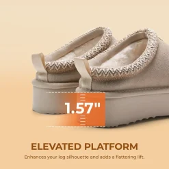 [FuzzyEasy Women's Platform Slip-on] Plush Fur-Lined Winter Platform Slippers