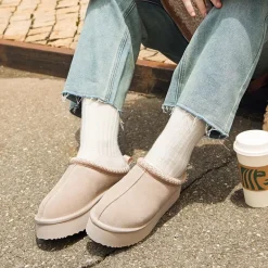 [FuzzyEasy Women's Platform Slip-on] Plush Fur-Lined Winter Platform Slippers