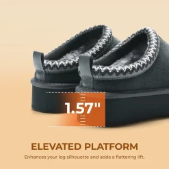 [FuzzyEasy Women's Platform Slip-on] Plush Fur-Lined Winter Platform Slippers