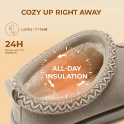 [FuzzyEasy Women's Slip-on] Embroidered Suede Fuzzy Cozy Slippers