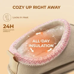[FuzzyEasy Women's Slip-on] Embroidered Suede Fuzzy Cozy Slippers
