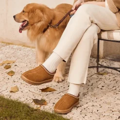 [FuzzyEasy Women's Slip-on] Embroidered Suede Fuzzy Cozy Slippers