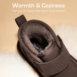 [FuzzyGo Kid's Cozy Tap] Hook-And-Loop Snow Boots