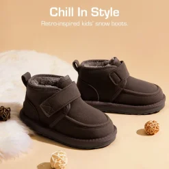 [FuzzyGo Kid's Cozy Tap] Hook-And-Loop Snow Boots