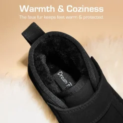 [FuzzyGo Kid's Cozy Tap] Hook-And-Loop Snow Boots
