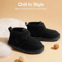 [FuzzyGo Kid's Cozy Tap] Hook-And-Loop Snow Boots
