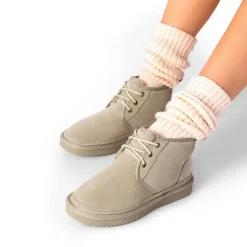 [FuzzyGo Women's Cozy] Suede Lace-Up Fur Snow Boots