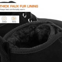 [FuzzyGo Women's Cozy] Suede Lace-Up Fur Snow Boots