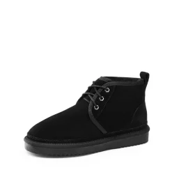 [FuzzyGo Women's Cozy] Suede Lace-Up Fur Snow Boots